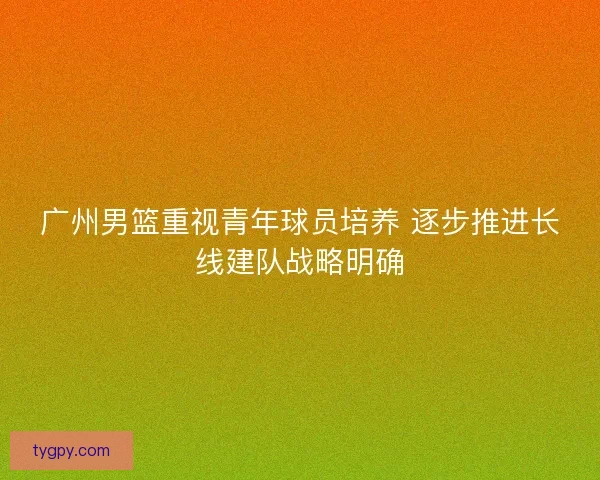 广州男篮重视青年球员培养 逐步推进长线建队战略明确 广州男篮重视青年球员培养 逐步推进长线建队战略明确