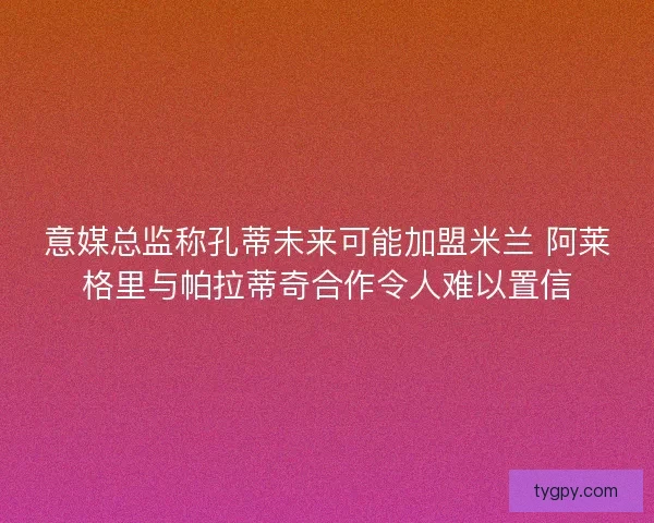 意媒总监称孔蒂未来可能加盟米兰 阿莱格里与帕拉蒂奇合作令人难以置信